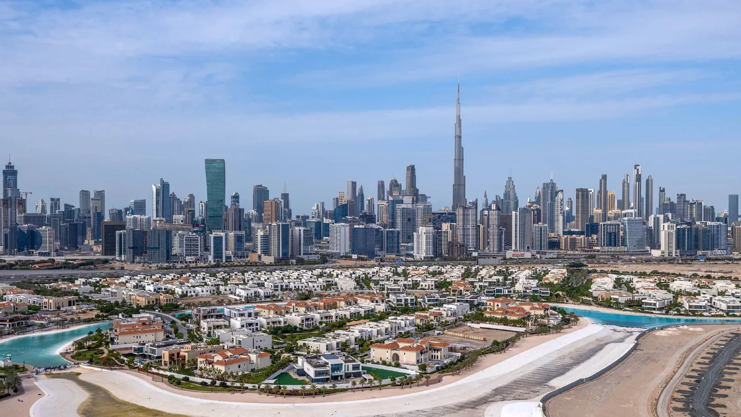 District One — Villas, Crystal Lagoon & skyline
