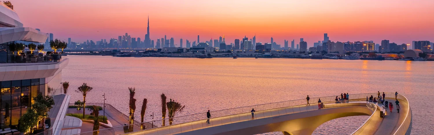 The Dubai skyline viewed from the Creek waterfront